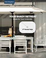 Patio Kingdom 9-Piece Outdoor Dining Set for 8, 75.2" HDPE Table with Umbrella Hole & 8 Chairs, All-Weather Patio Furniture for Lawn, Yard, Deck, or Poolside, Fade & Crack Resistant (White) Patio Kingdom