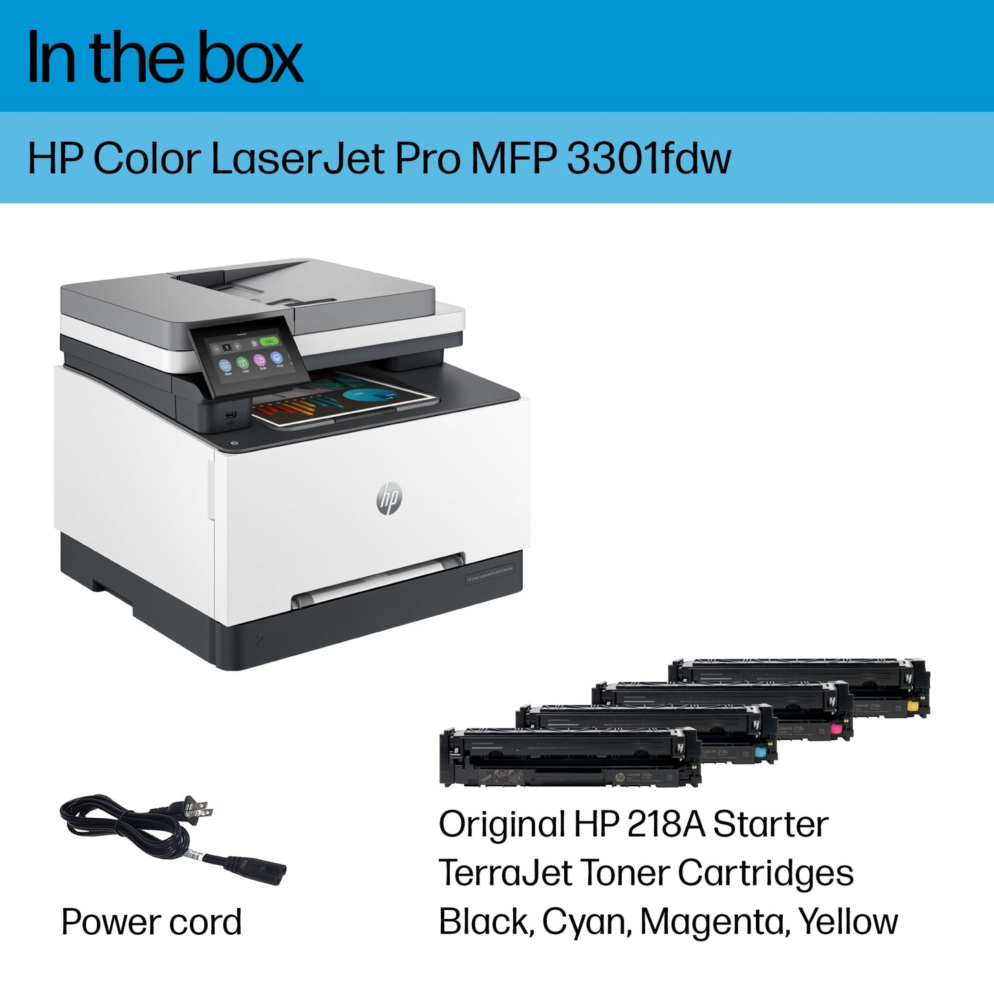 HP Color Laserjet Pro MFP 3301fdw Wireless All-in-One Color Laser Printer, Office Printer, Scanner, Copier, Fax, ADF, Duplex, Best-for-Office (499Q5F)