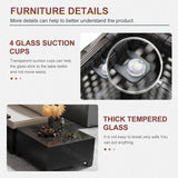 Ophelian 8 Pieces Outdoor Sectional Furniture, Rattan Wicker Patio Sofa Couch with 28in Gas Fire Pit Table,Conversation Sets for Backyard,Garden, Deck, (Coffee/Beige) Ophelian