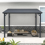 COBANA 8' x 10' Gazebo, Hardtop Wall Mounted Lean to Gazebo Pergola with Metal Roof for Patio, Deck, Backyard COBANA