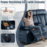 GUEAPY Power Reclining Loveseat with Console, Heat & Massage, 2 Seat Reclining Sofa with Cup Holders, USB & Type-C Ports, Plush Dutch Velvet 2 Seat Reclining Couch for Living Room, RV,Office,Apartment GUEAPY