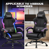 GTPLAYER RGB Gaming Chair with Speakers, Computer Chair with Footrest and LED Lights, High Back Reclining Office Chair with Headrest, 360°Swivel Chair (Purple) GTPLAYER