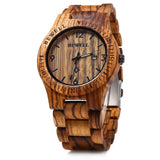 BEWELL W086B Mens Wooden Watch Analog Quartz Lightweight Handmade Wood Wrist Watch (Zebra Wood) BEWELL