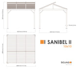 Sojag 10' x 10' Sanibel II Hardtop Gazebo Outdoor Weather-Resistant Aluminum Frame Sun Shelter with Mosquito Netting Light Grey Sojag
