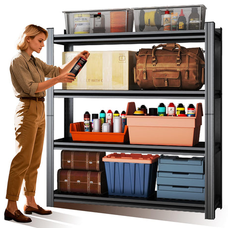 Leariso 63'H Garage Shelving,Adjustable Storage Shelf,Standing Shelves Unit - Heavy Duty Metal Storage Shelving,Easy Assemble Rack Units for Garage,Metal Shelves(4Tier-63'H, 39.4'W*17.7'D) Leariso