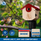 SISTERBIRD Wren Bird Houses for Outside Cedar Hanging Birdhouses for Outdoors 1-1/8" Entrance Hole Bird Houses for Outside Clearance Wooden Nesting Box Chickadee Predator Guard, Red SISTERBIRD