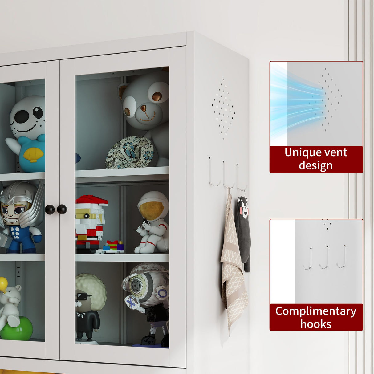 AQY Kitchen Pantry Cabinet,72" White Pantry Storage Cabinet with Adjustable Shelves and Glass Doors,Freestanding Cupboard,Metal Pantry Cabinets with Handle for Living Room Kitchen Assembly Required AQY