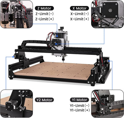 500W CNC Router Kit,Titoe 4540 CNC Router Machine Wood Engraver Machine 500W Spindle 3-Axis Engraving Milling Cutting Machine for Woodworking Metal Working Area 430 x 390 x 90mm - WoodArtSupply