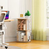 Kinembold Small Rotating Bookshelf, 2 Tier Revolving Bookcase 360 Display Round Spinning Bookshelf Narrow Swivel Corner Book Shelf Standing Bookcase for Kids Bedroom, Living Room Kinembold