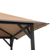 Sunjoy 5 x 8 ft Grill Gazebo with Double Tiered Canopy Roof, Black Steel Frame Grill Gazebo for Outdoor, Patio, Garden, and Backyard Activities, Khaki SummerCove