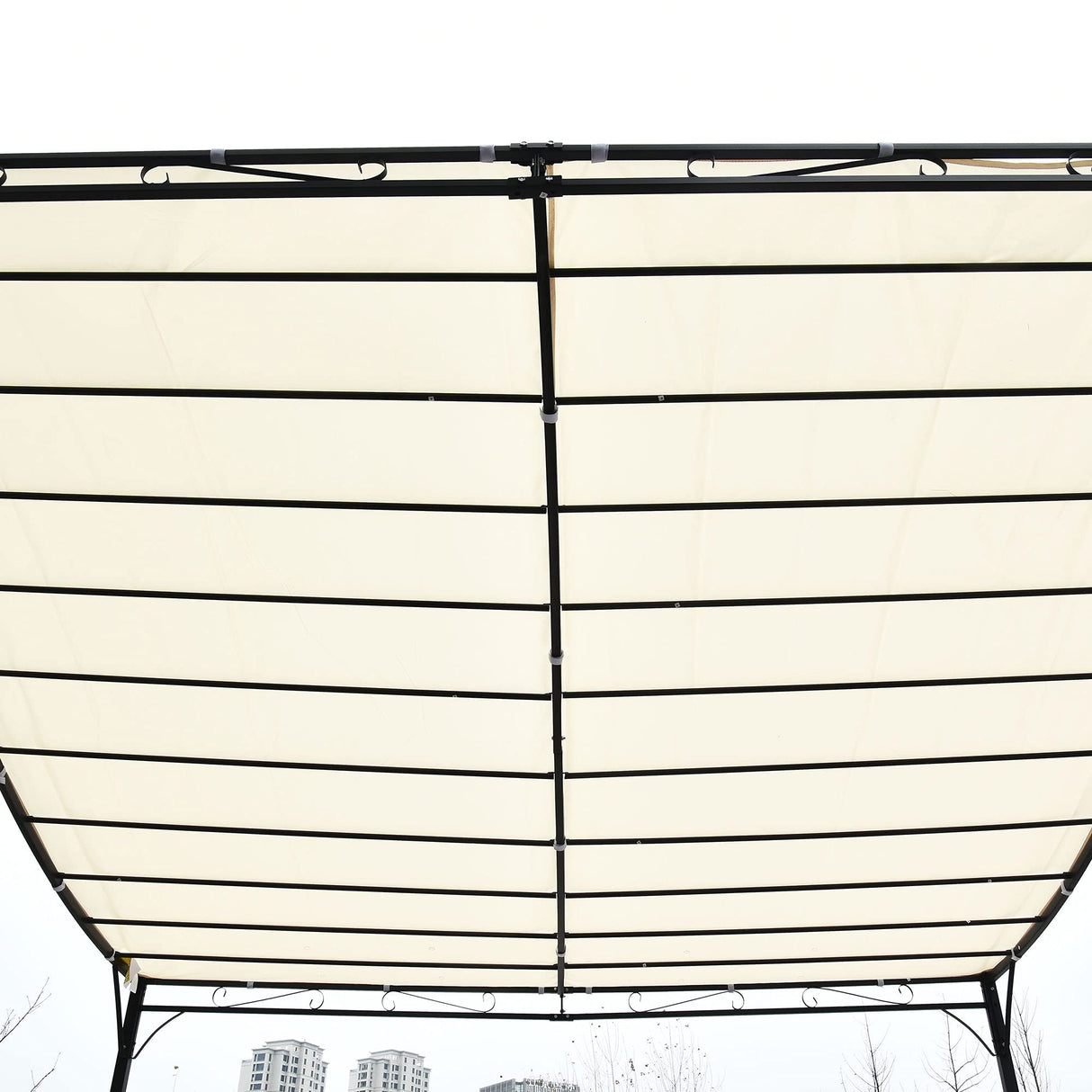 Outsunny 10' x 13' Steel Outdoor Pergola Gazebo, Patio Canopy with Weather-Resistant Fabric and Drainage Holes for Backyard, Deck, Garden, Cream White Outsunny
