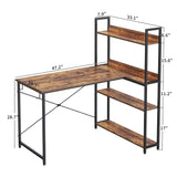 CubiCubi Computer Corner Desk with Storage Shelves, 47 Inch Reversible L Shaped Desk with Bookshelf, Home Office Writing Desk with Hooks, Small L Study Table, Rustic Brown CubiCubi