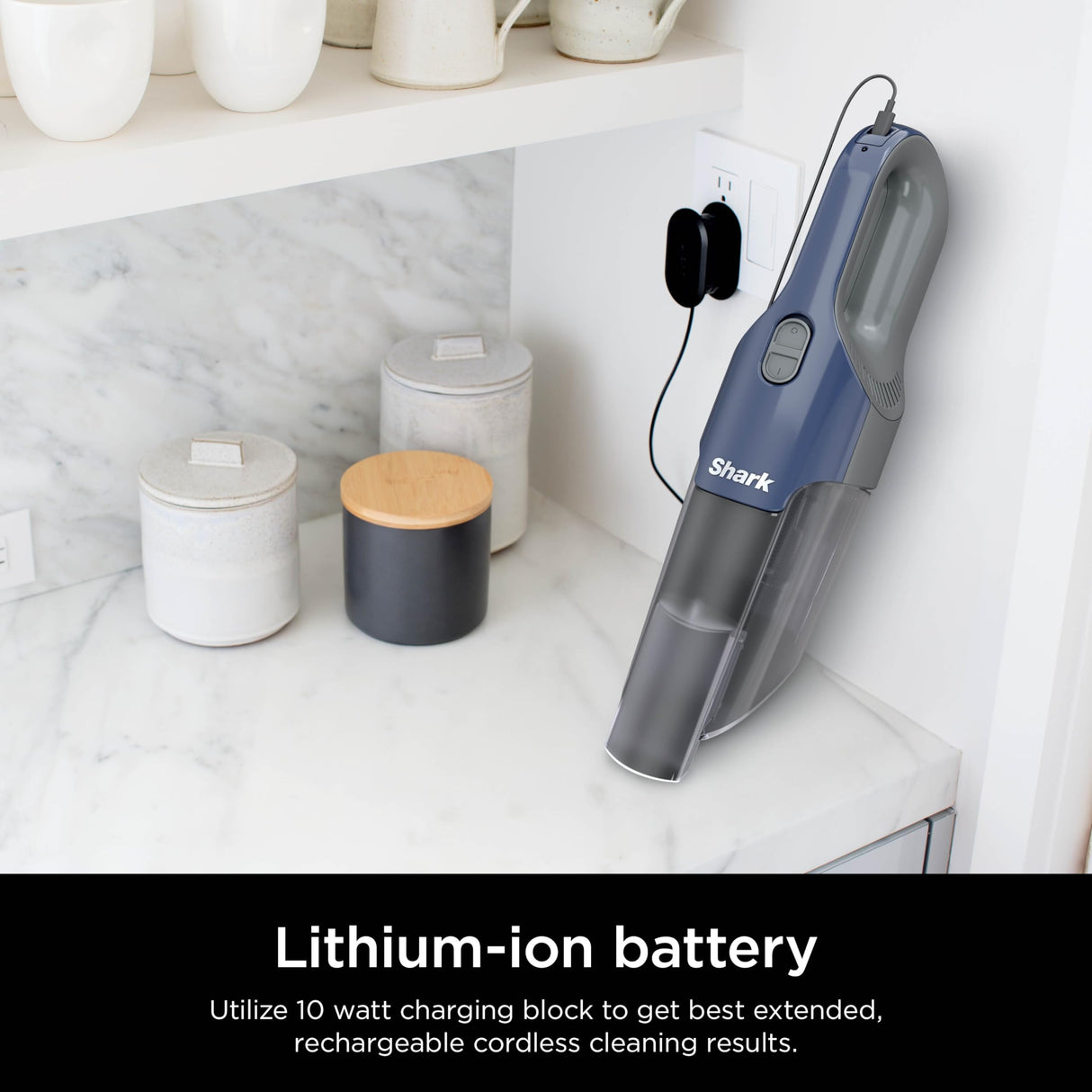 Shark Cyclone PET Handheld Vacuum with 8" Crevice Tool, HyperVelocity Suction, Navy Blue/Grey, CH701 Shark