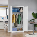 MIIIKO Metal Clothing Storage Locker, Steel Wardrobe Cabinets with Shelves and Hanging Rod, 72" Large Storage Locker Closet for Garments, Sports Equipment and Shoes MIIIKO