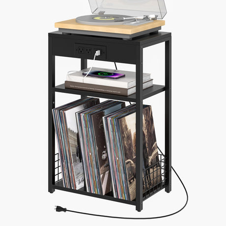 LELELINKY Black Record Player Stand LELELINKY