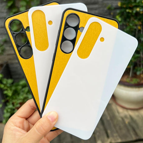 5PCS Sublimation Blanks Phone Case Bulk Covers Compatible with Samsung Galaxy S24 5G, Support Wireless Charging, Easy to Sublimate DIY, 2 in 1 2D Soft Rubber Case + Tempered Glass Inserts JUSTRY