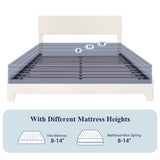 Allewie Full Size Bed Frame with Adjustable Headboard, Faux Leather Platform Bed with Wood Slats, Heavy Duty Mattress Foundation, No Box Spring Needed, Noise-Free, Easy Assembly, White Allewie