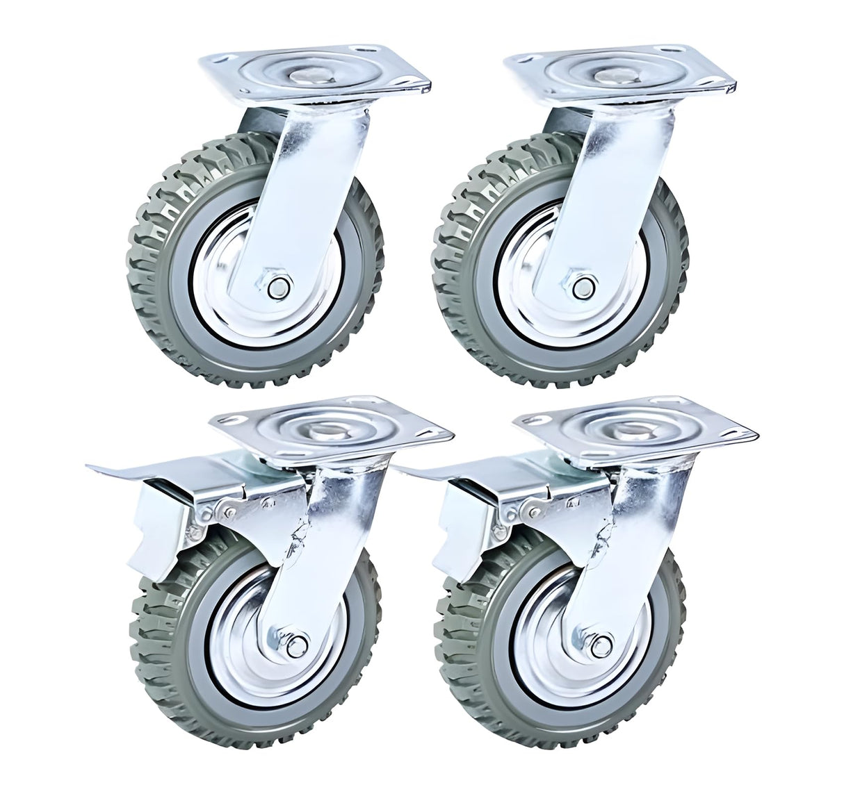 Nisorpa 4 Pack Heavy Duty Plate Casters Set 6 inch Swivel Wheel with Brake Anti-Skid 360 Degree Ball Bearing Castor Wheels(All Swivel,2PCS with Brake 2PCS Without) Nisorpa