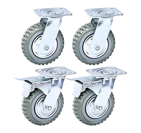 Nisorpa 4 Pack Heavy Duty Plate Casters Set 6 inch Swivel Wheel with Brake Anti-Skid 360 Degree Ball Bearing Castor Wheels(All Swivel,2PCS with Brake 2PCS Without) Nisorpa