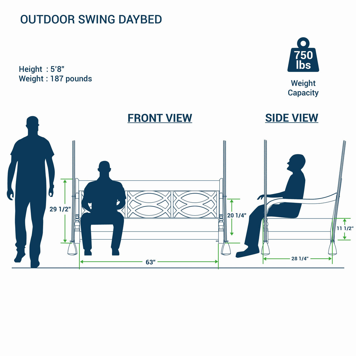 Cambridge Casual Renley Mahogany Porch Swing Bed with Oyster Cushion – Outdoor Hanging Swing Daybed for Patio, Backyard, or Garden – Durable Solid Wood, Weather-Resistant Cambridge Casual