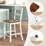 Giantex 24.5" Farmhouse Wooden Bar Stools Set of 4 with Ergonomic Backrest and Footrest Giantex