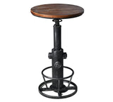 LOKKHAN Industrial Bar Table 38.6"-48.4" Height Adjustable Swivel Round Wood Tabletop 23.7" Dia, Kitchen Dining Office Coffee Bistro Pub Table LOKKHAN