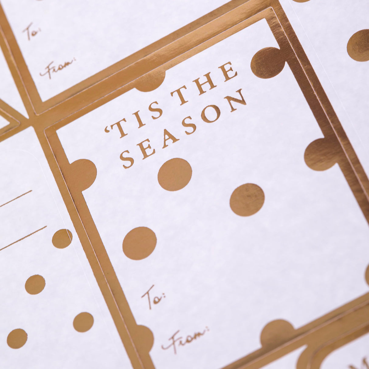Graphique Shimmering White Gift Labels | 52 Self-Adhesive Christmas Stickers | 13 Designs with Gold Foil Accents | to and from Names | for Holiday Wrapping Paper & Gift Bags Graphique