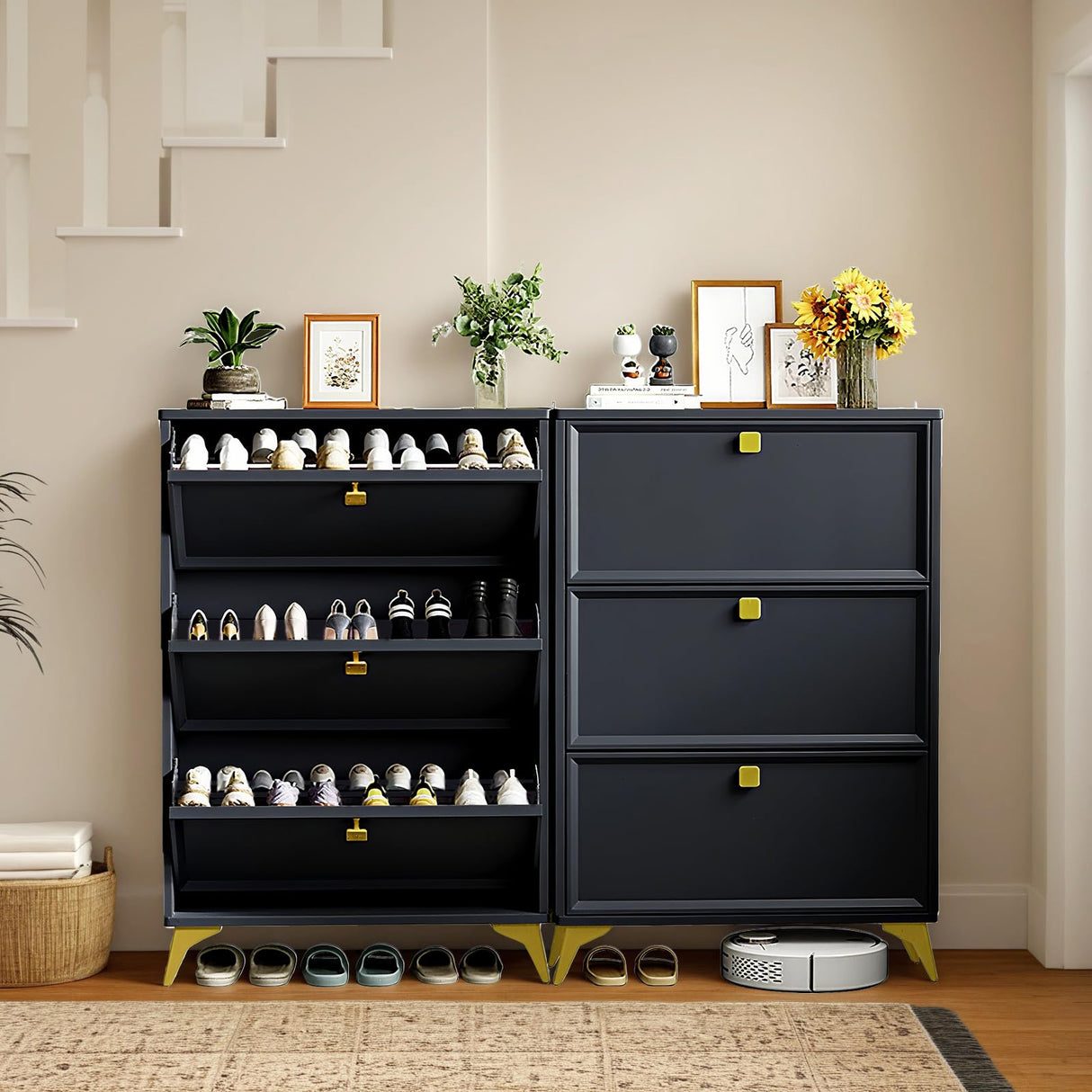 COMHOMA Shoe Storage Cabinet, Slim Shoe Cabinet Storage with Flip Drawers, Hidden Narrow Shoe Cabinet for Entryway Hallway COMHOMA