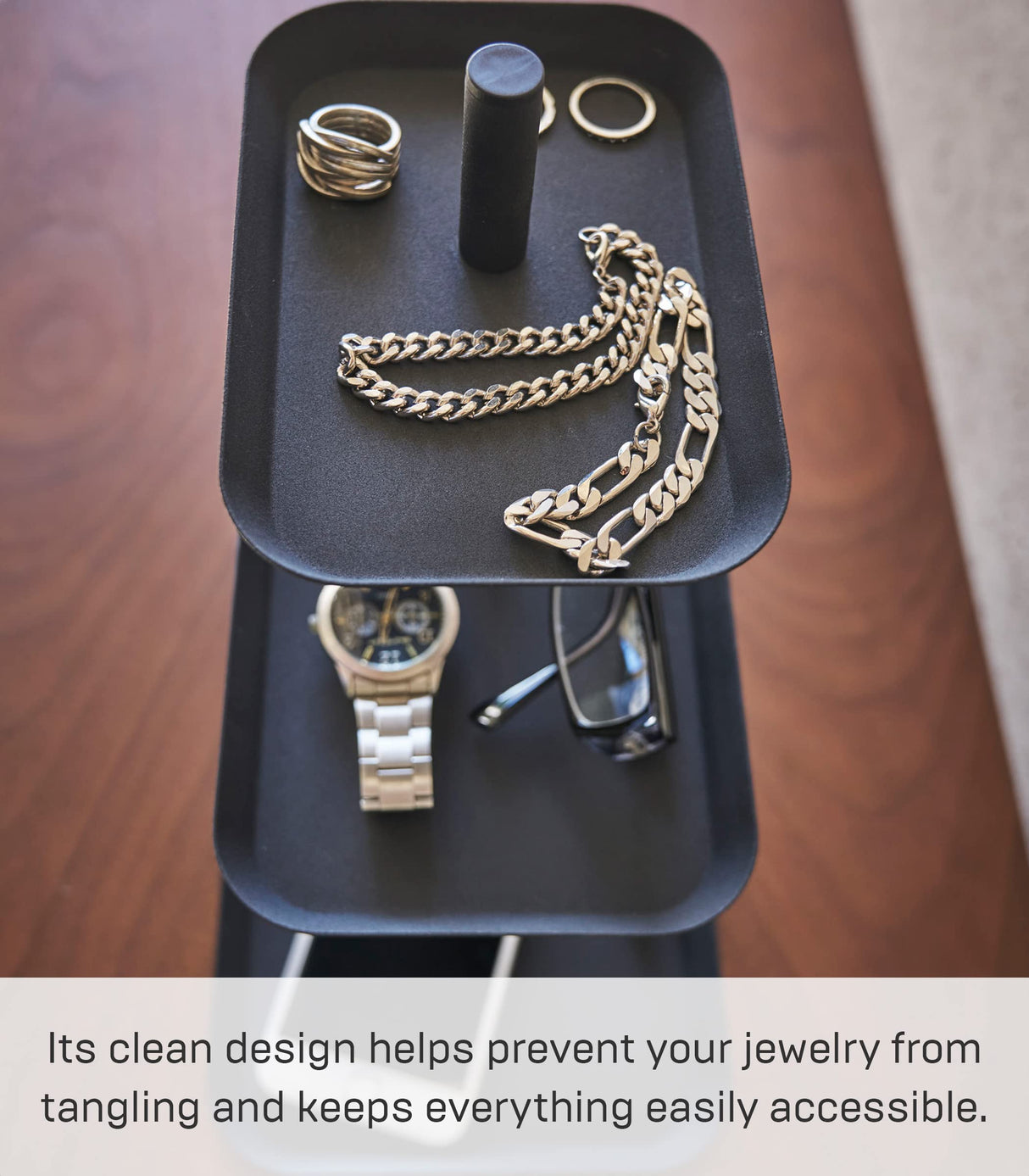 Yamazaki Home Tower 3-Tier Accessory Tray - Jewelry Holder & Storage Organizer - Steel YAMAZAKI