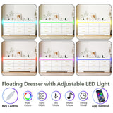 Bvldfamly Wide 9 Drawers Dresser with LED Lights - 63 INCH Modern Wooden Chest of Drawers for Bedroom, Charging Station Storage Organizer Closet for Bedroom, Living Room, White Bvldfamly