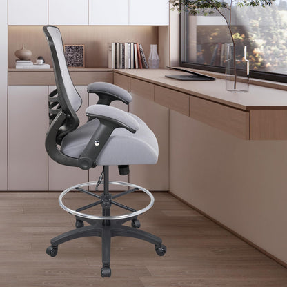 BOLISS Ergonomic Mesh Computer Office Drafting Chair with Super Soft Adjustable Arms Molded Foam Seat Cushion and Lumbar Support -Grey