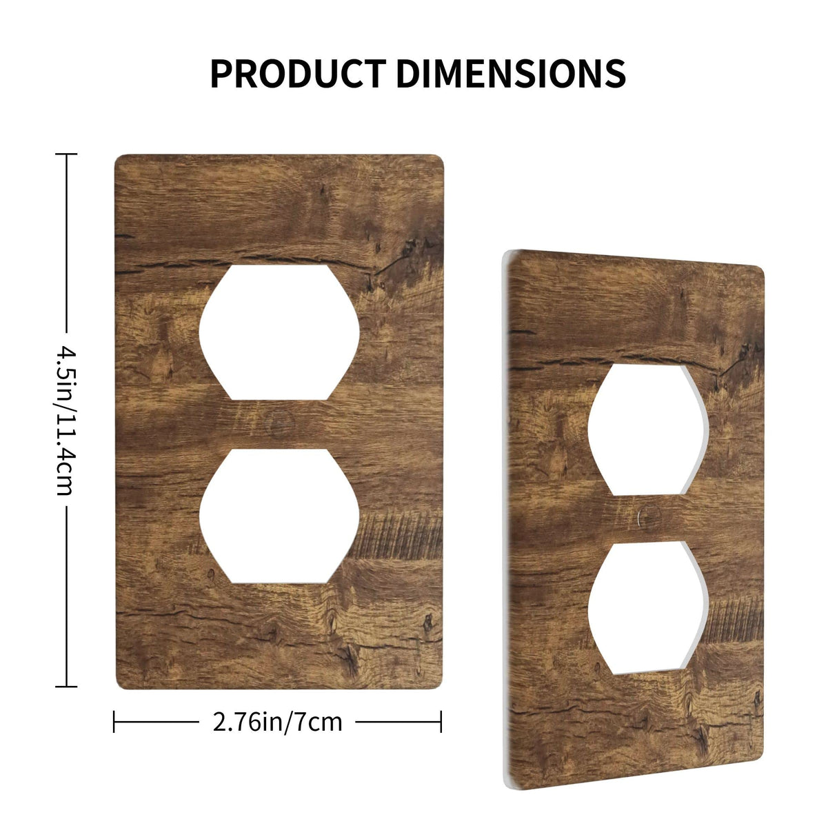 Rustic Wood Print Outlet Covers Wall Plate Single Duplex Receptacle Cover Electrical Outlet Plate Brown Farmhouse Decorative Switch Plate，4.50 x 2.76 Inch YWTZWT