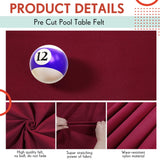 Mixweer Billiard Cloth 8.53ft Pool Table Felt with 6 Cloth Strips Pre Cut Pool Table for Home Clubs Bars Indoor Sports Game(Red) Mixweer
