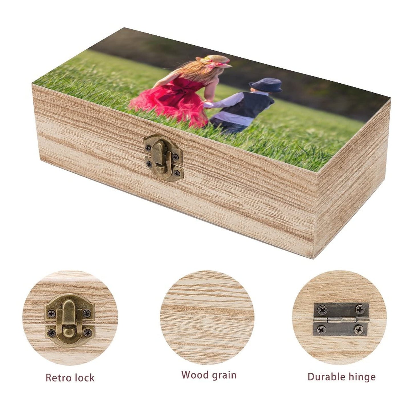 Custom Wooden Storage Box with Lid and Lock, Personalized Design Your Keepsake Box with Picture Text, Add Photo Logo Decorative Wooden Box for Home