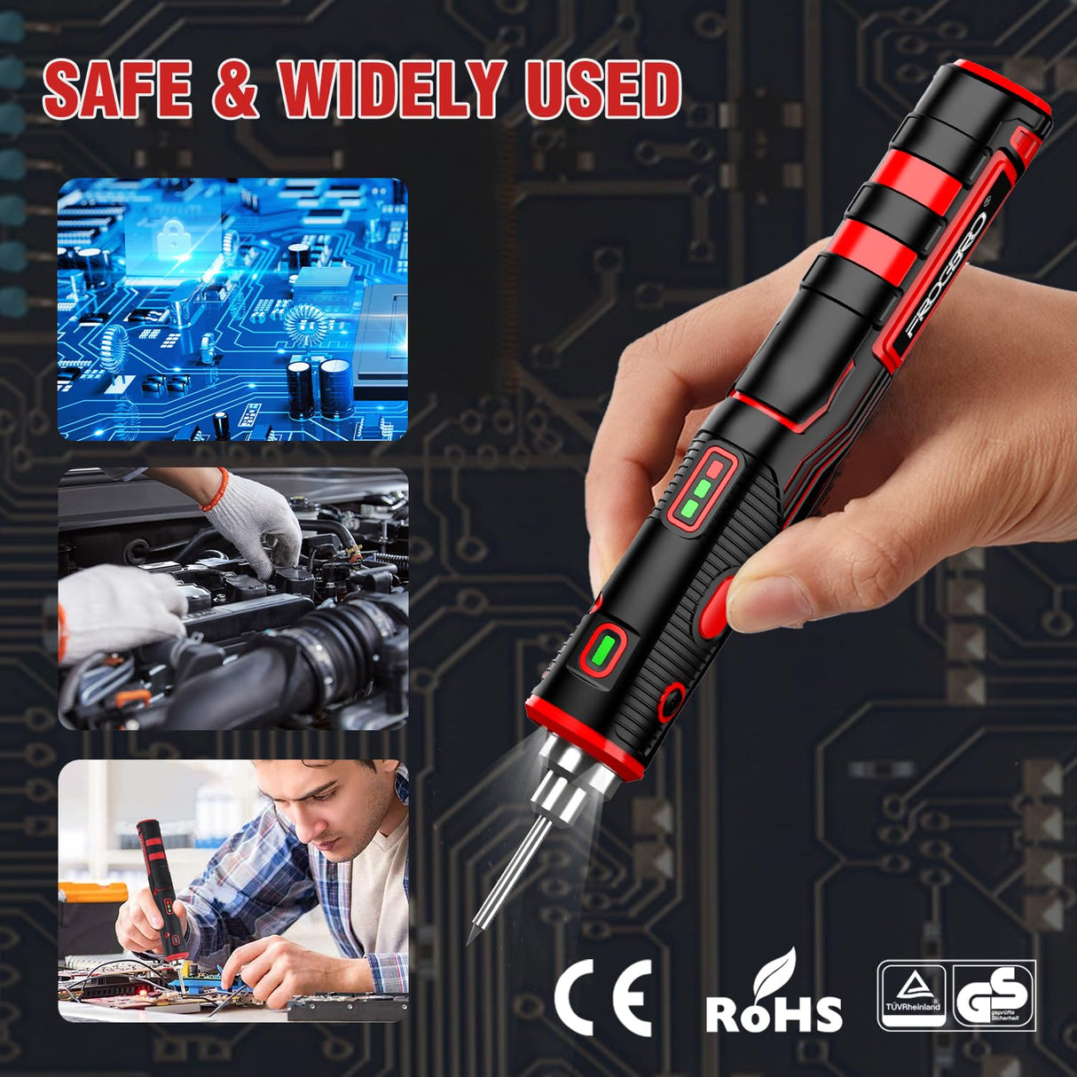 FrogBro 11W 2500mAh Cordless Soldering Iron Kit, Upgrade Max 968℉ Fast Heating Portable Soldering Iron, USB Rechargeable Soldering Iron High Capacity with Touch Sensor & LED Spotlight (2 tips+adaptor) FROGBRO