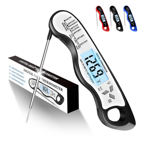 Meat Thermometer, IP67 Waterproof Digital Meat Thermometer with Backlight, Hold Function & Magnet for Grill, BBQ, Candy, Beef,Turkey，Gadgets Essentials BBQ Accessories Grill Gifts for Men Jamestry