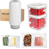 2025 New Handheld Vacuum Sealer for Food storage, Sous Vide and Meal Prep. 1 vacuum machine 2 compact containers and 4 reusable bags, 7-piece Set. Extending freshness up to 5 times longer MolaMolamoy