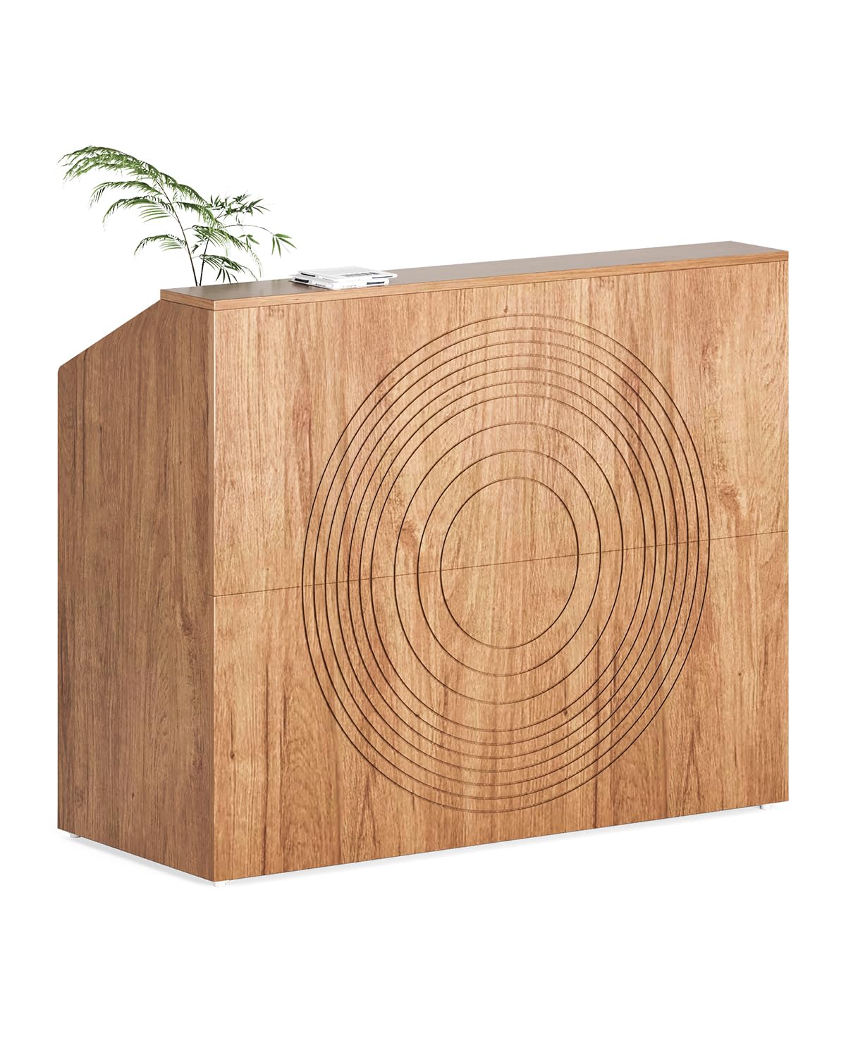 LITTLE TREE 47-Inch Reception Desk with Counter, Oak Front Desk Reception Room Table, Retail Counter for Checkout, Modern Welcome Desk for Lobby, Office, Beauty Salon LITTLE TREE