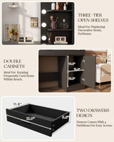 LIVELYGLOW Vanity with Lights, Makeup Vanity with Mirror, 3 Lighting Modes, for Bedroom, Black LIVELYGLOW