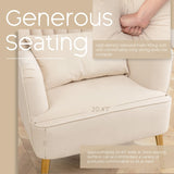 YUUIJOAA Modern Accent Chair Comfy Wingback Armchair with Pillow Upholstered Shell Accent Chair Reading Chair for Bedroom, Living Room, Small Spaces,Dressing Room Beige YUUIJOAA