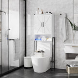 Over Toilet Storage with 2-Door Design Over The Toilet Storage Cabinet with Shelves Bathroom Organizers and Storage with Anti-Tip Device Over Toilet Organizer for Bathroom,Restroom,Laundry White Vabches