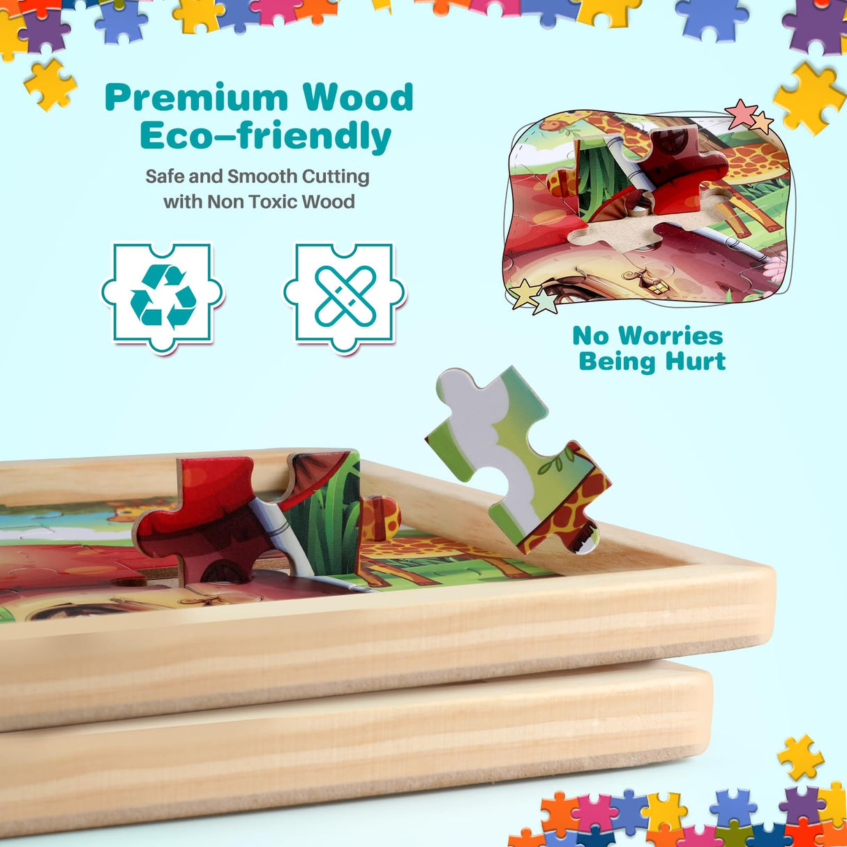 OIDIRE Wooden Puzzles for Kids Ages 4-8, 6 Pack Puzzles Wooden Jigsaw Puzzles 60 Pieces for Children Learning Educational Puzzles Toys for Boys and Girls OIDIRE