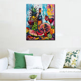 Happy Red Wine Party Paint by Numbers Kits for Adults Beginner Tropical Fruits Oil Paintwork Graffitic Pop Art Digital Pictures 16"W x 20"H inch Modern Home Decor Boho Gift Art Craft (Frameless) TUMOVO