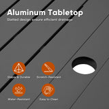 RoyalCraft Patio Expandable Table Dining Set for 4 to 10, Aluminum Outdoor Dining Table, Rectangular Patio Metal Table with Umbrella Hole for Backyard Porch, Deck ? Garden, Easy Assembly, Dark Grey RoyalCraft