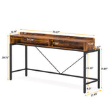 Tribesigns 70.9 Inch Rustic Brown Extra Long Sofa Table with Open Shelves and Storage Tribesigns