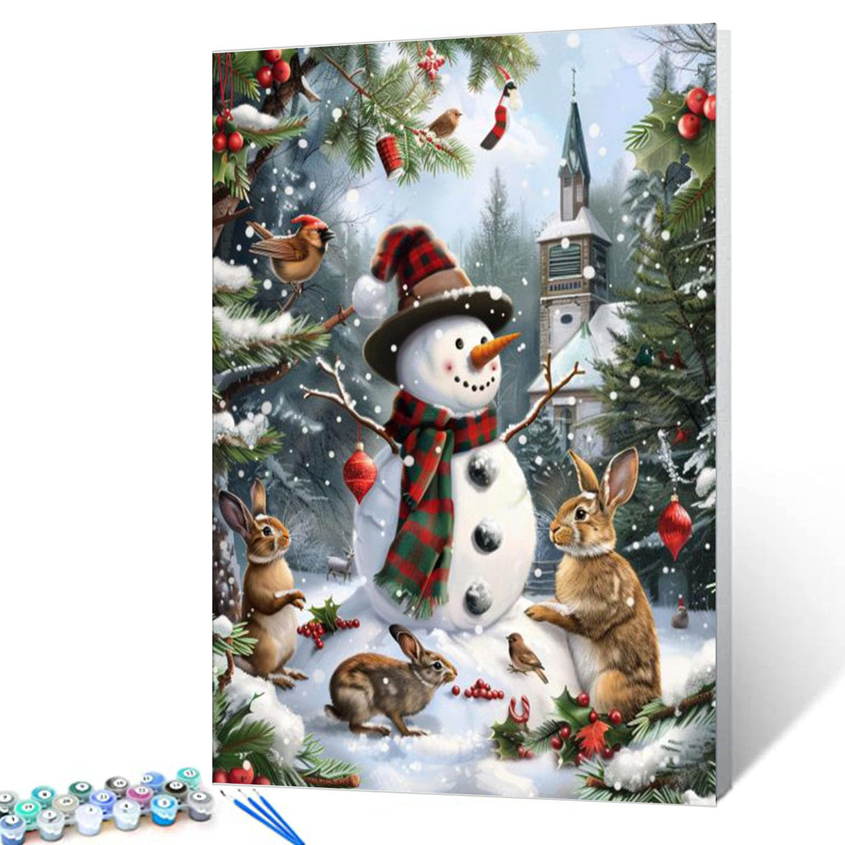 Christmas is Coming Paint by Numbers Kit for Adults Beginners Student Boys and Girls,Snowman Animal DIY Acrylic Painting on Canvas Perfect for Lovely Ideal Gift Home Wall Decor 16x20 Inch (No Frame) Tucocoo
