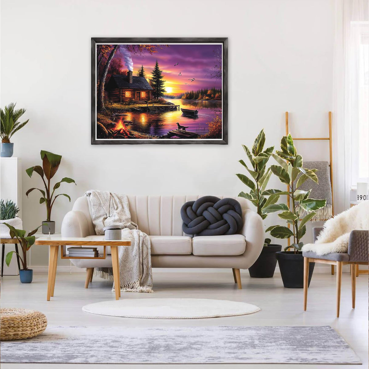 MAXBYE Lake House Paint by Numbers Kits for Adults Beginner, Autumn Landscape Adult Paint by Number On Canvas, Easy Oil Painting Kits for Home Wall Decor Gift 16x20 Inch MAXBYE