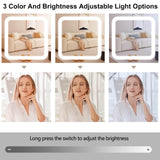 WIIS' IDEA Vanity Desk with Lights,Makeup Vanity with Mirror,Small Vanity with 4 Drawers&Storage Shelves,Vanity Desk with LED Lights,Extra Large Sliding Mirror,3 Lighting Modes,Brightness Adjustable WIIS' IDEA