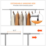 Simple Trending Standard Clothing Garment Rack, Rolling Clothes Organizer with Wheels and Bottom Shelves, Extendable, Chrome Simple Trending
