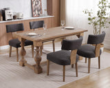 HNY Mid Century Modern Dining Chairs Set of 6, Farmhouse Linen Upholstered Accent Chairs Curved Backrest Kitchen Chairs, with Hardwood Frame, Charcoal HNY